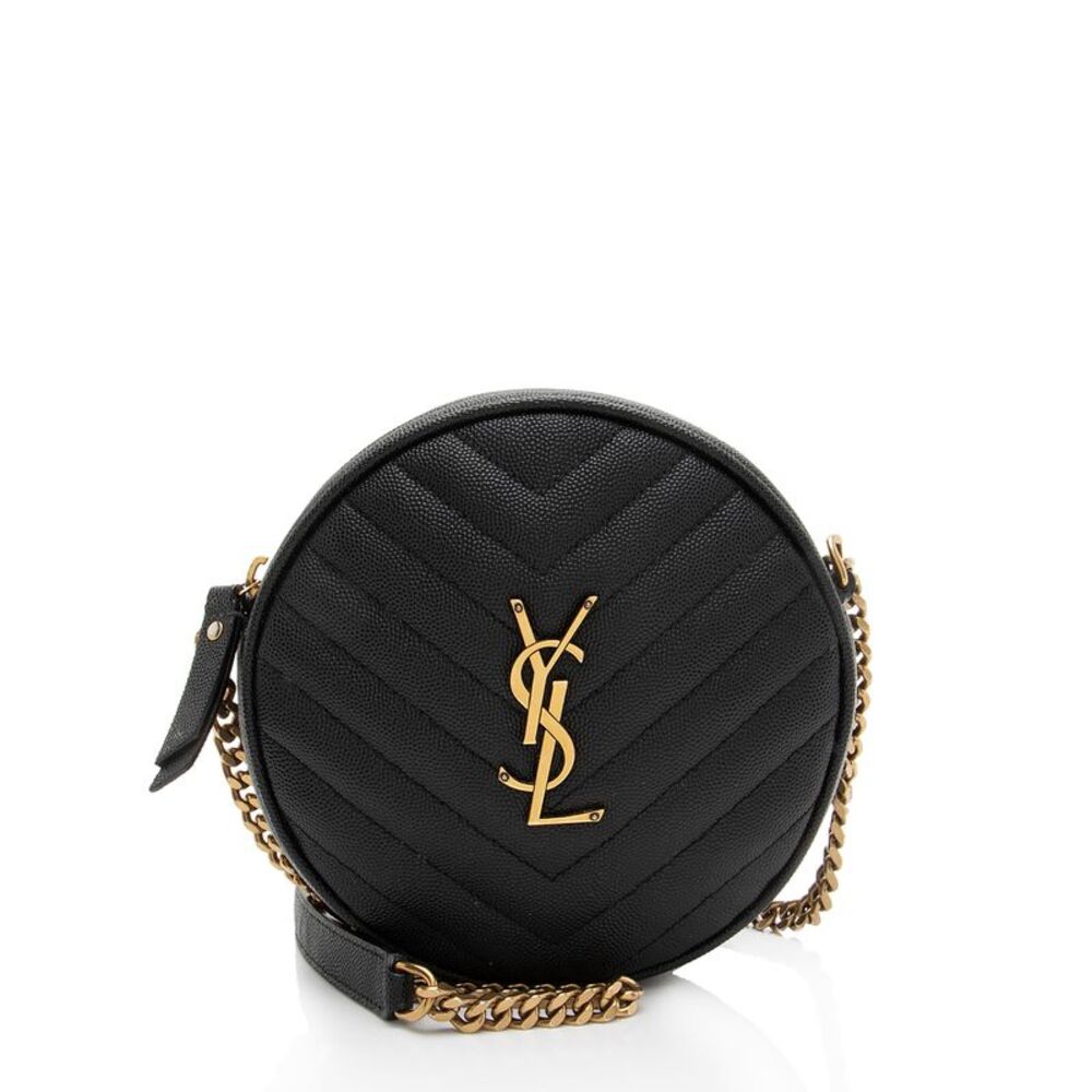 Saint Laurent Matelasse Grain de Poudre Monogram Vinyle Round Camera Bag